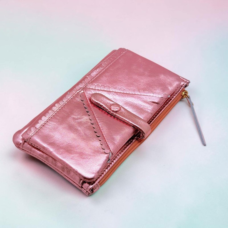 Portemonnaie Leder Metallic HK rose