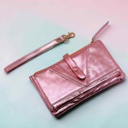 Portemonnaie Leder Metallic HK rose