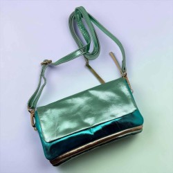 Tasche Leder wrist Tasche/ Smartwallet metallic mint