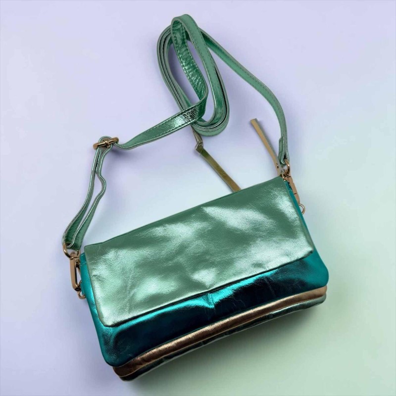 Tasche Leder wrist Tasche/ Smartwallet metallic mint