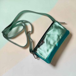 Tasche Leder wrist Tasche/ Smartwallet metallic mint