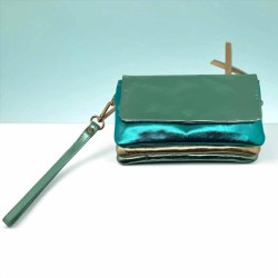 Tasche Leder wrist Tasche/ Smartwallet metallic mint