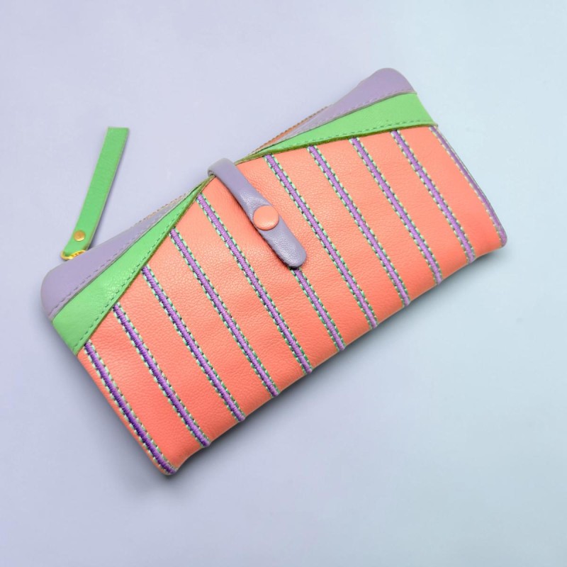 Portemonnaie Leder Stripe HK apricot