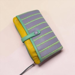 Portemonnaie Leder Stripe folded viola