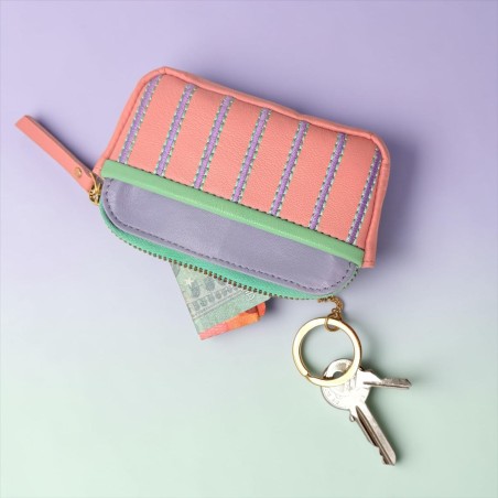 Ledertäschchen mini zip Stripe apricot