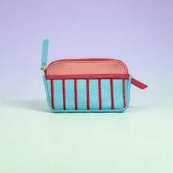 Ledertäschchen mini zip Stripe ltblue