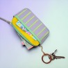 Ledertäschchen mini zip Stripe viola