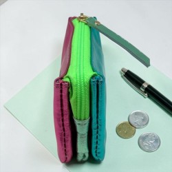 Portemonnaie Mini 3er Leder metallic lucky mint