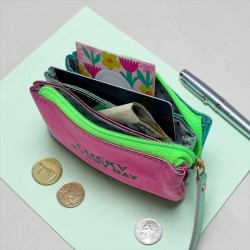 Portemonnaie Mini 3er Leder metallic lucky mint