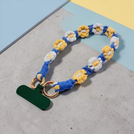 Schlüsselband/ Handyhalter Flower Makrame blue