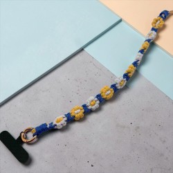 Schlüsselband/ Handyhalter Flower Makrame blue
