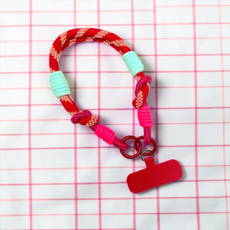 Schlüsselband/ Handyband Woven Diagonal red