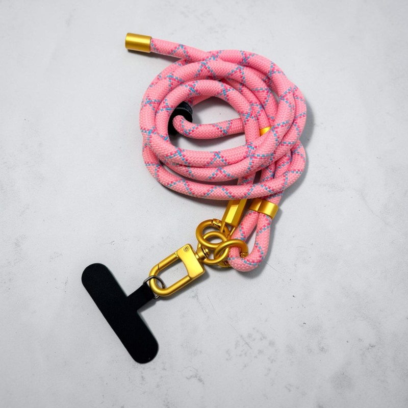 Schultergurt/ Handyband Crossbody multi Rope Brass-Pink