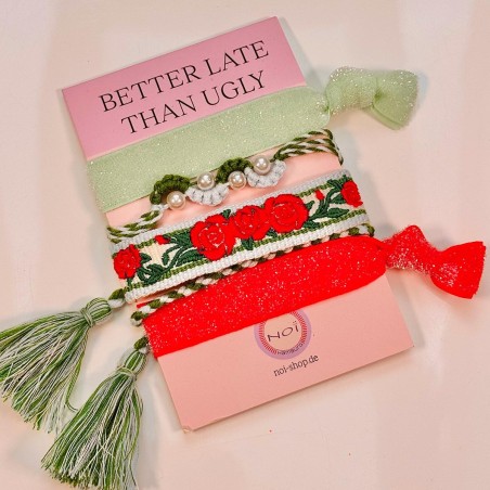 Haargummi/ Armband Festival rot-mint