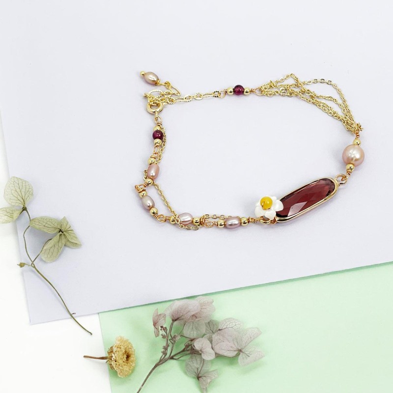 Armband Aida flower plum- SALE
