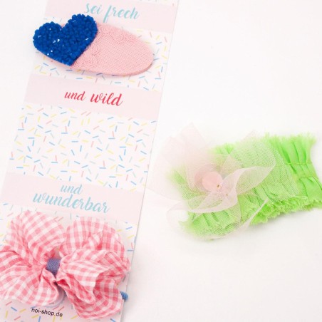 Haarclip+Haargumm Wild & Free set/3 rose