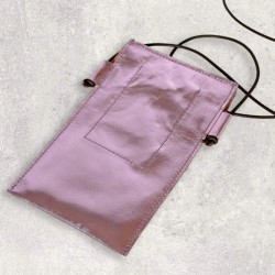 Handytäschchen Leder Basic pinkmetallic