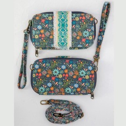 Portemonnaie Wristlet, Charcoal, multi floral