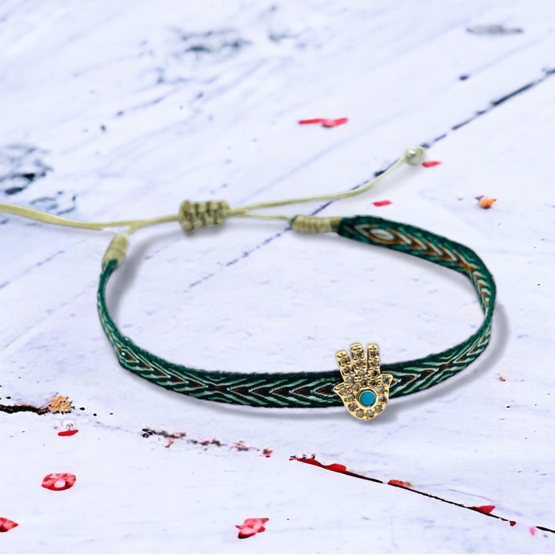 Armband Woven Tape Hamsa Hand