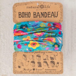 Stirn- und Haarband Boho Bandeau Teal Folk Flower