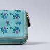 Portemonnaie Double zip Leder Millefleur ltblue