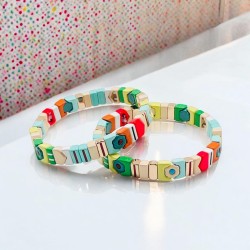 Armband colorblock flower- 25