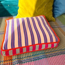 Kissenhülle Box Velvet Pinstripe apricot blue 40405