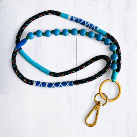 Schlüsselband/ Lanyard Wrap + Beads Black