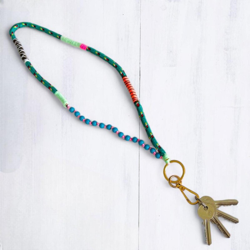 Schlüsselband/ Lanyard Wrap + Beads Smaragd