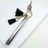 Schlüsselband Metallic Shine Tassel Silver