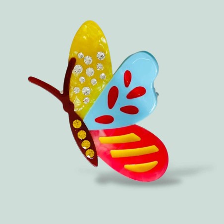 Haarclip/Haarklammer Butterfly sparkle yellow