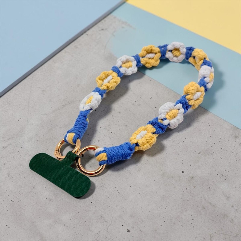 Schlüsselband/ Handyhalter Flower Makrame blue