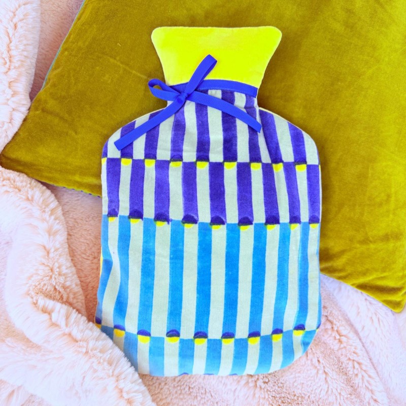 Wärmflasche Velvet Pillar blue