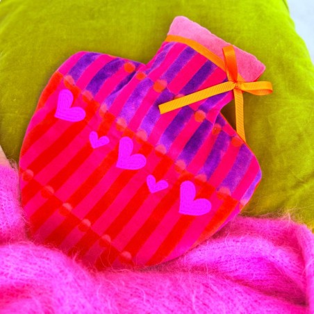 Wärmflasche Velvet Herz Pillar pink