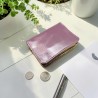 Kartenetui/Portemonnaie Leder Metallic rose