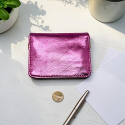 Kartenetui/Portemonnaie Leder Metallic pink