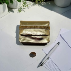 Kartenetui/Portemonnaie Leder Metallic gold