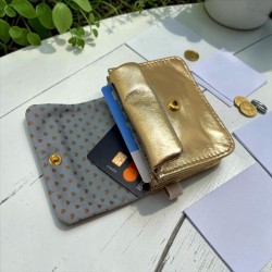 Kartenetui/Portemonnaie Leder Metallic gold