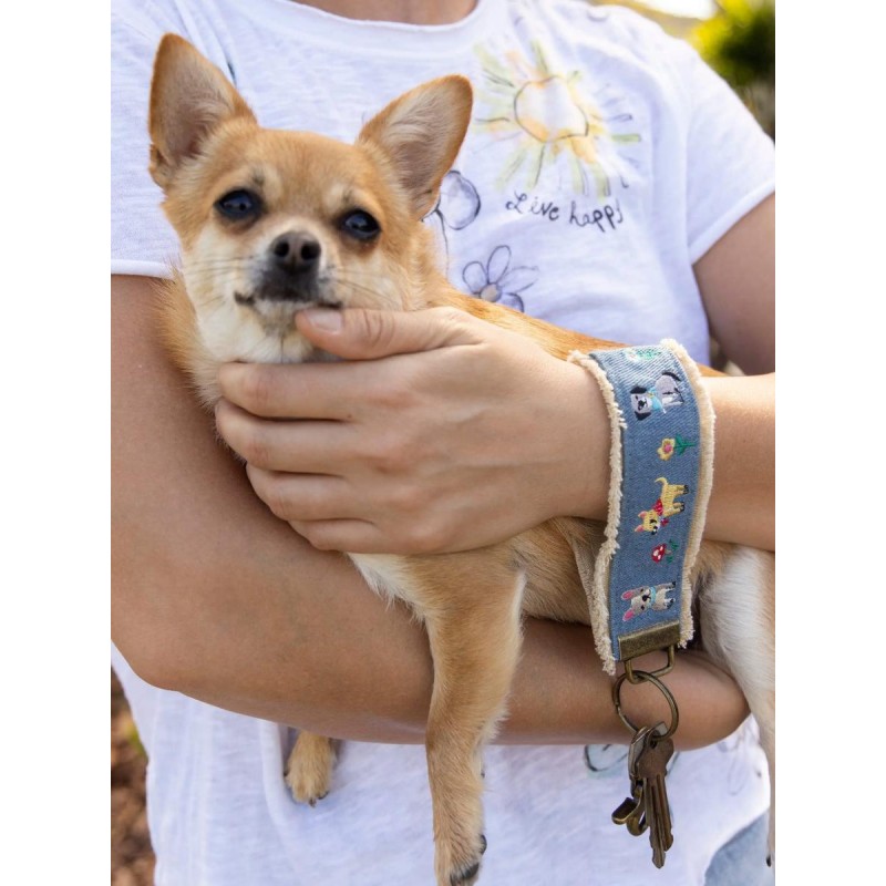 Schlüsselanhänger Embroidered Denim Dog