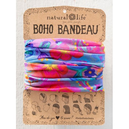 Stirn und Haarband Boho Neon Blu Pnk