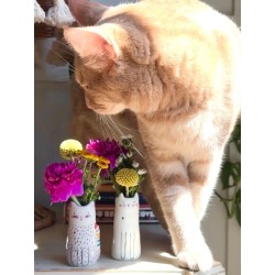 Vase Cutest Little Bud Cat grey