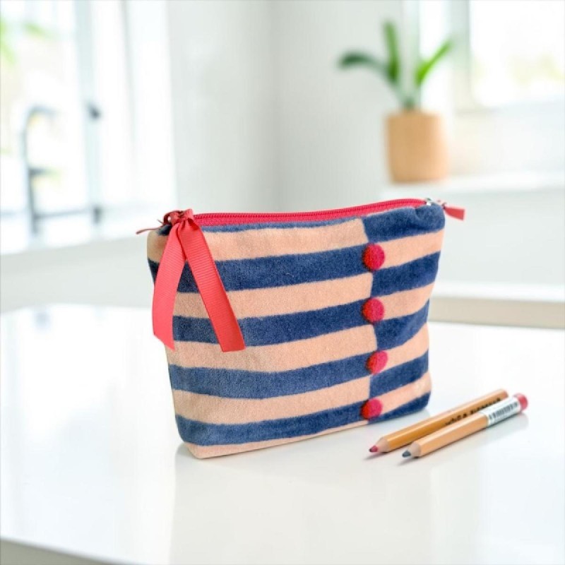 Täschchen Zip Velvet Pillar blue