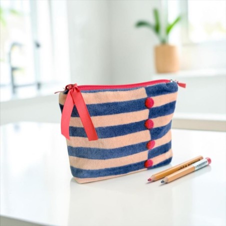 Täschchen Zip Velvet Pillar blue