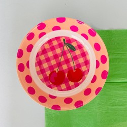 Flache Schale/ Teller Melamin Dots