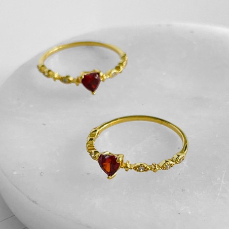 Ring silber für kleinen Finger Heart Red