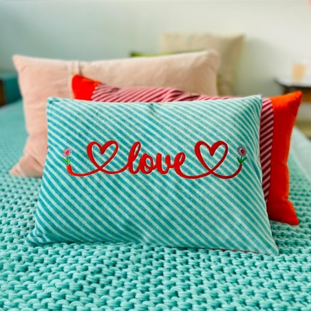Housse de Coussin Velours diagonal Love Sky 3040