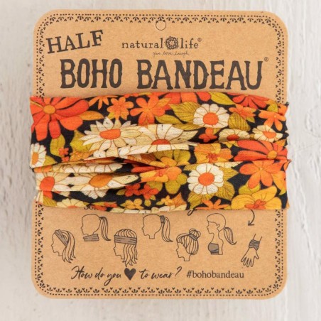 Bandeau et serre-tête Boho Half Bandeau Ditsy Garden Noir