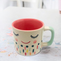 Mug L smiling face dots