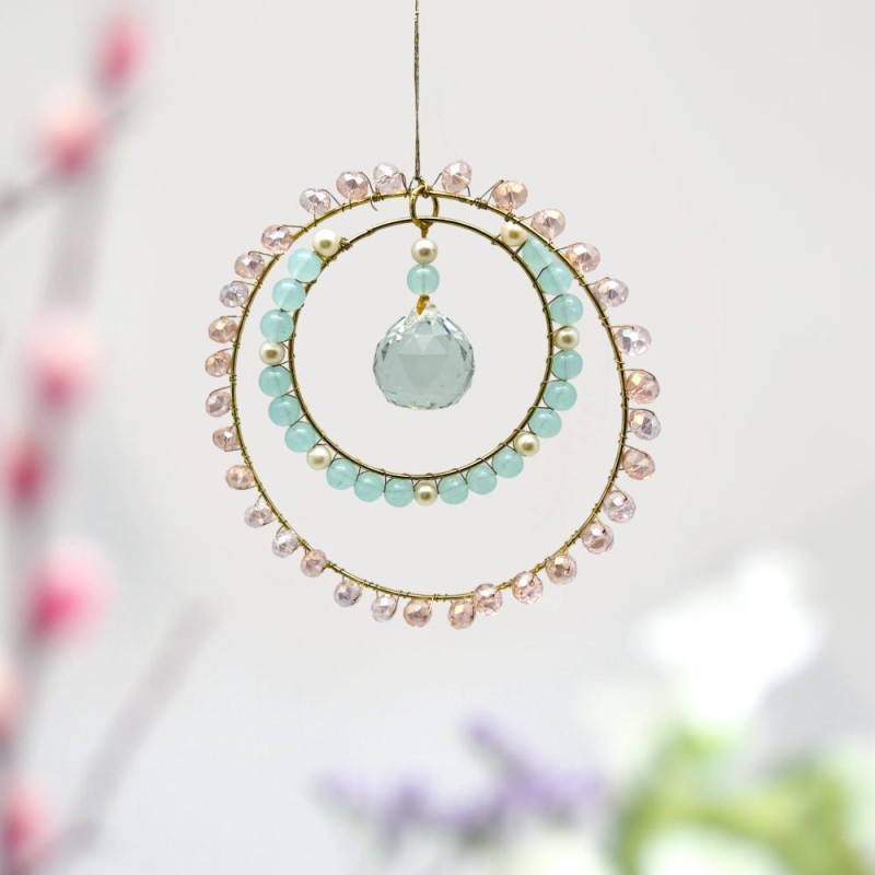 Attrape-soleil Double ring rosebleu Crystal