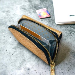 Mini Porte-monnaie Cuir Smiley metallic gold